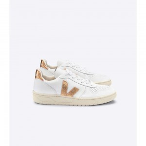 Tenis Veja V-10 LEATHER Mujer White/Gold | MX 1710VDO