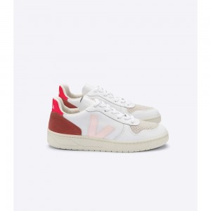 Tenis Veja V-10 LEATHER Mujer White/Red | MX 1712NBA