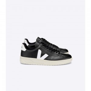 Tenis Veja V-12 LEATHER Mujer Black/White | MX 1685BCP