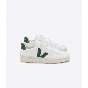 Tenis Veja V-12 LEATHER Mujer White/Green | MX 1680LHT