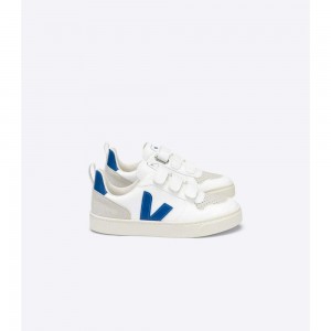 Zapatos Veja V-10 CWL Niños Blancos Azules | MX 1575KIR